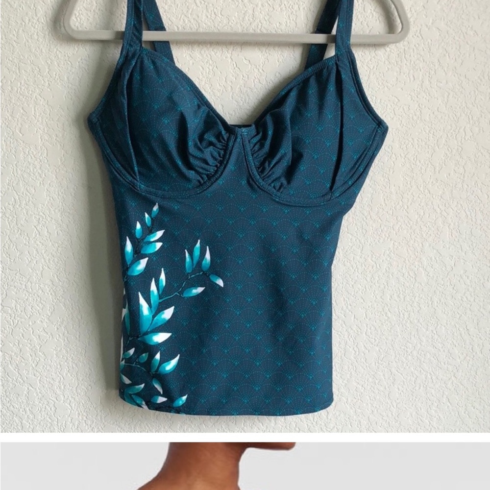 Teal Patterned Tankini Top 36 DD